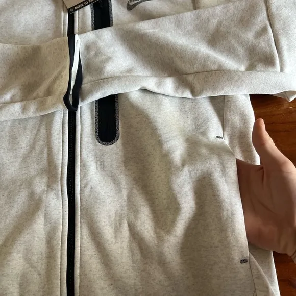 Nike Tech Men Fleece Full-zip Hoodie White Heather DD4688-100