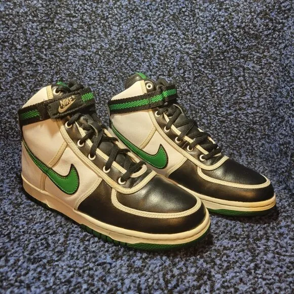 Nike Vandal High GS Youth Size 6Y Black White Green Leather Sneakers 314674-132
