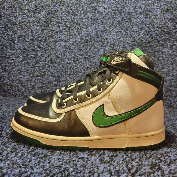 Nike Vandal High GS Youth Size 6Y Black White Green Leather Sneakers 314674-132