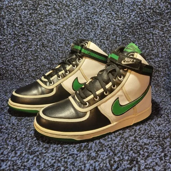 Nike Vandal High GS Youth Size 6Y Black White Green Leather Sneakers 314674-132