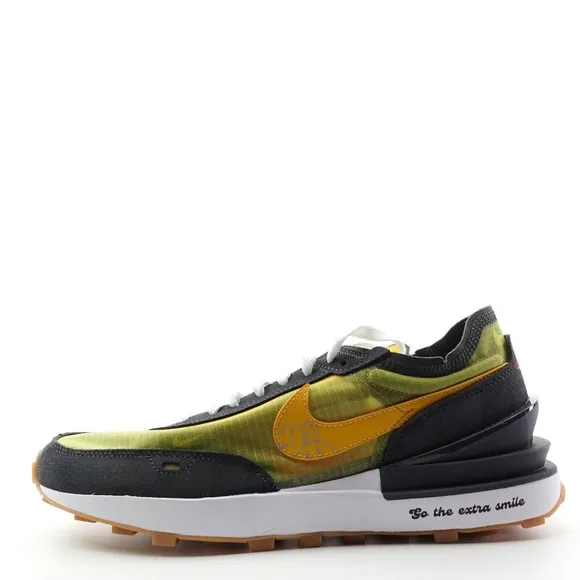 Nike Waffle One Go The Extra Smile Shoes Black Yellow Mens Size 9.5 DO5850 700