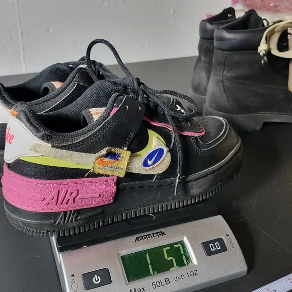 Nike Women's Air Force 1 Shadow Cosmic Fuchsia Sneakers Removable Patches 6.5