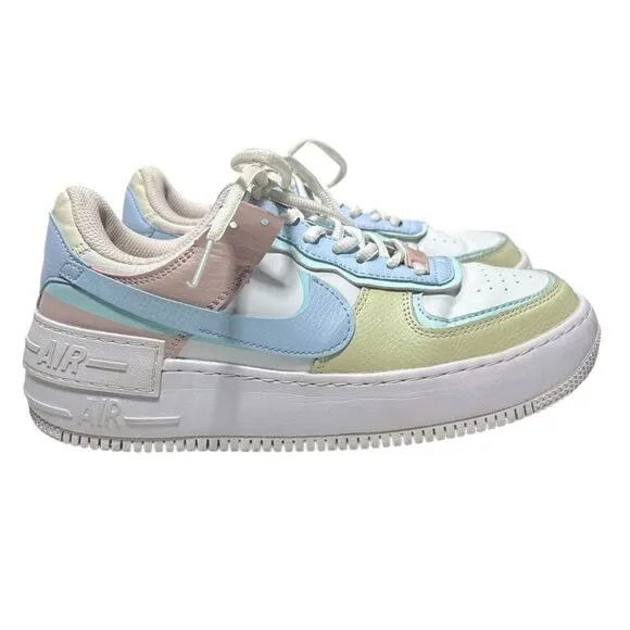 Nike Air Force Ones Pastel Blue Green Pink Size 8.5 Sneakers 2019