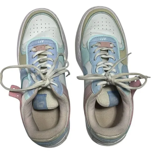 Nike Air Force Ones Pastel Blue Green Pink Size 8.5 Sneakers 2019
