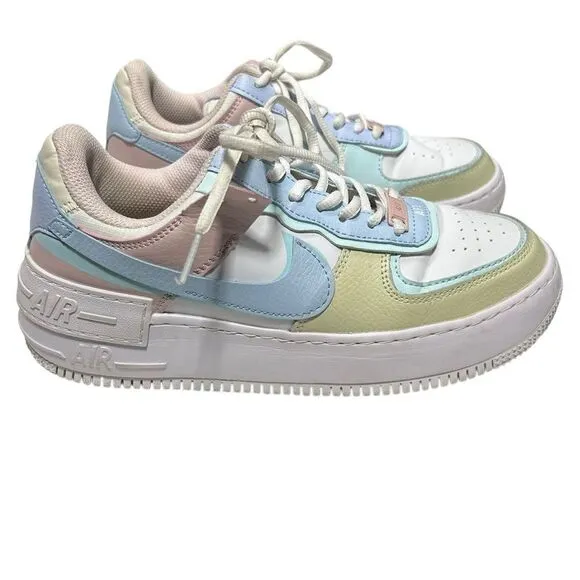 Nike Air Force Ones Pastel Blue Green Pink Size 8.5 Sneakers 2019