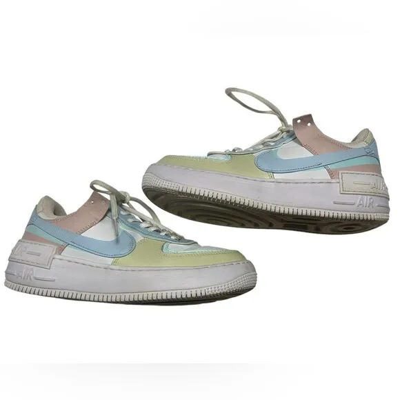 Nike Air Force Ones Pastel Blue Green Pink Size 8.5 Sneakers 2019