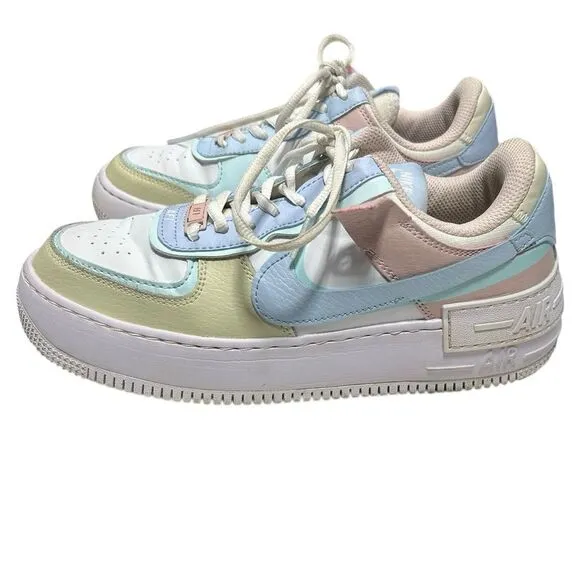Nike Air Force Ones Pastel Blue Green Pink Size 8.5 Sneakers 2019