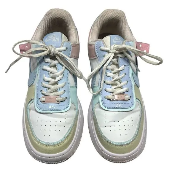 Nike Air Force Ones Pastel Blue Green Pink Size 8.5 Sneakers 2019