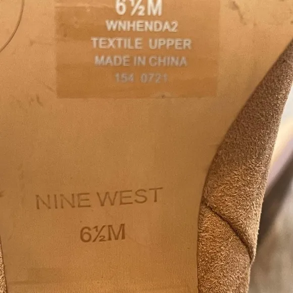 Nine West Tall Block Hell Leather Boots Almond toe Cognac Womens Size 6.5M