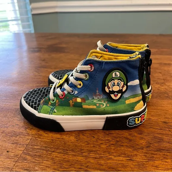 Nintendo Super Mario Luigi high top sneakers size 11 multicolor red green yellow