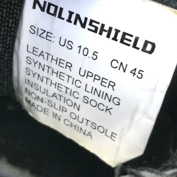 Nolinshield Mens Ankle Boots Black Leather Steel Toe Sz 10.5