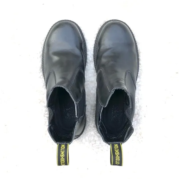 Nolinshield Mens Ankle Boots Black Leather Steel Toe Sz 10.5