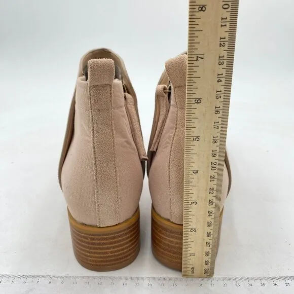 Nude Women's Formal Closed Toe Ankle Boots Low Heel Side Zippers Dress Shoes