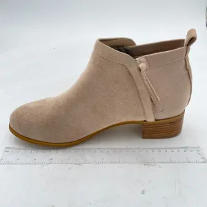 Nude Women's Formal Closed Toe Ankle Boots Low Heel Side Zippers Dress Shoes