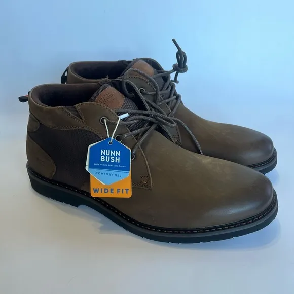 Nunn Bush Men's‎ 9 Wide Denali Waterproof Leather Plain Toe Boots Dark Brown New