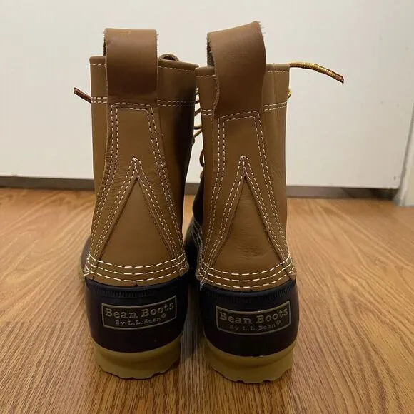 NWOB Bean Boots By LL Bean Duck waterproof brown leather outdoor boots size 9