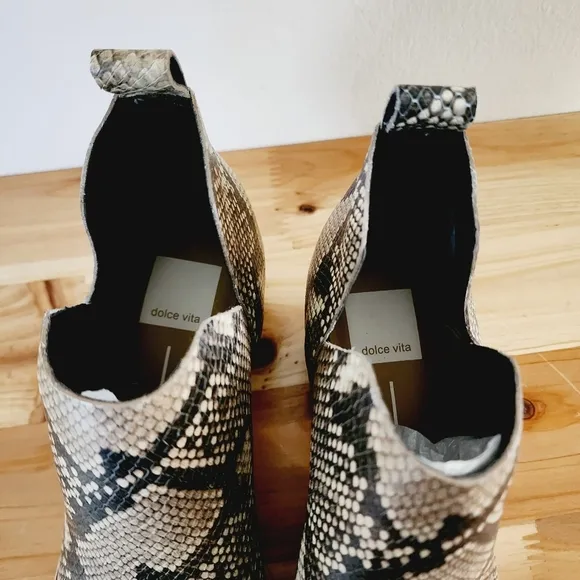 NWOB Dolce Vita Sonni Ankle Booties Womens 8 Brown Snakeskin Boots Shoes $