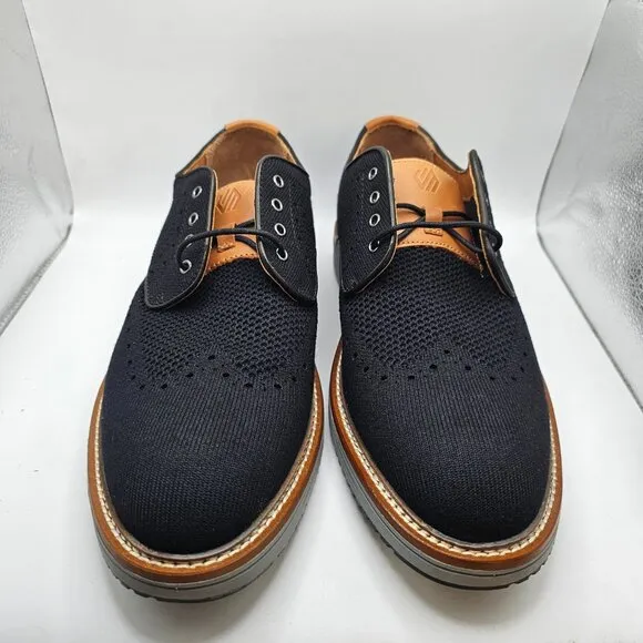 NWOB Men's Johnston &amp; Murphy Upton Knit Wingtip Shoes Black Size 11.5M