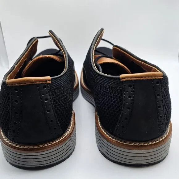 NWOB Men's Johnston &amp; Murphy Upton Knit Wingtip Shoes Black Size 11.5M