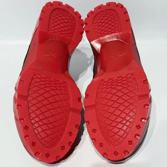 NWOB Reebok Cardi B Club C Black Red Leather Chunky Sneakers Women's Size 8.5