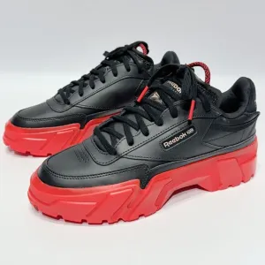 NWOB Reebok Cardi B Club C Black Red Leather Chunky Sneakers Women's Size 8.5