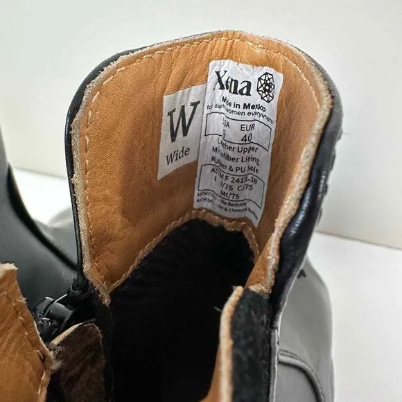 NWOB Xena Size 9 Wide Black‎ Leather Fusion Mt Steel-Toe Safety Boots