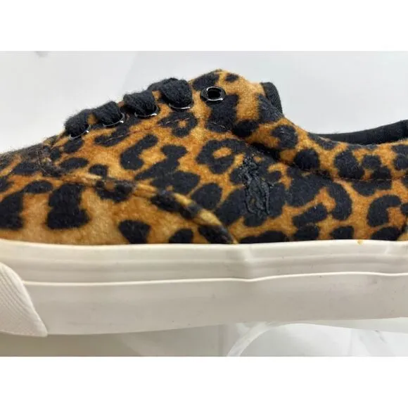 NWOB POLO RALPH LAUREN Leopard Print Sneakers Shoes Soft Fleece US W 4 Y 2