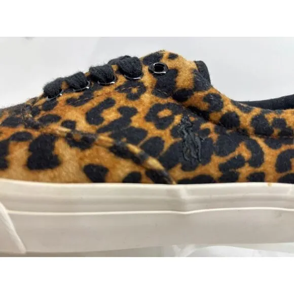 NWOB POLO RALPH LAUREN Leopard Print Sneakers Shoes Soft Fleece US W 4 Y 2