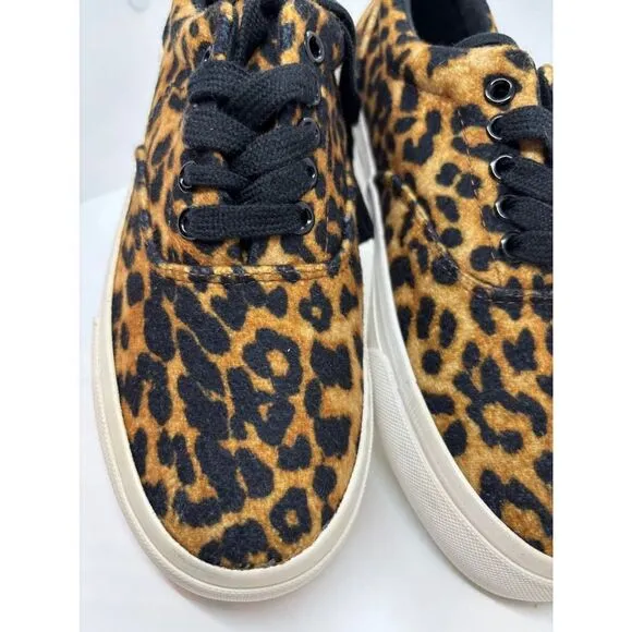 NWOB POLO RALPH LAUREN Leopard Print Sneakers Shoes Soft Fleece US W 4 Y 2