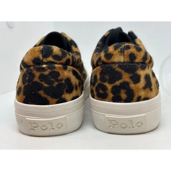 NWOB POLO RALPH LAUREN Leopard Print Sneakers Shoes Soft Fleece US W 4 Y 2