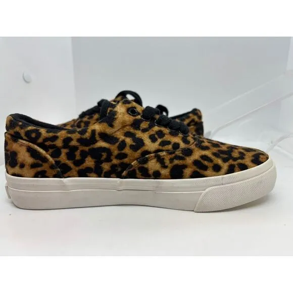 NWOB POLO RALPH LAUREN Leopard Print Sneakers Shoes Soft Fleece US W 4 Y 2