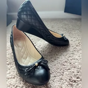 NWOT Cole Haan Black Quilted Wedge Shoes