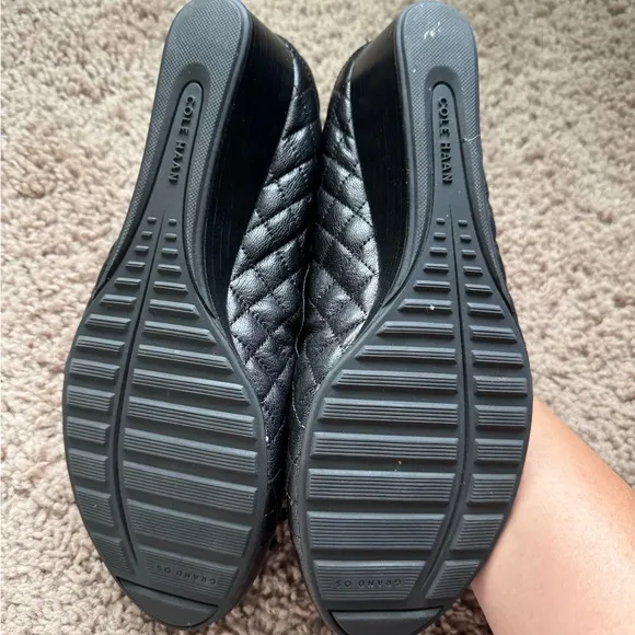NWOT Cole Haan Black Quilted Wedge Shoes