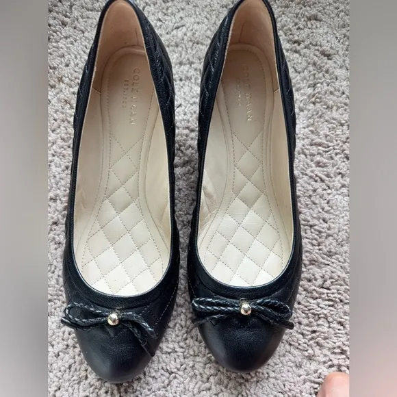 NWOT Cole Haan Black Quilted Wedge Shoes