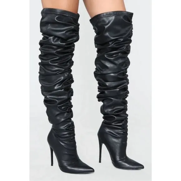 NWOT Fashion Nova Ladies | Stiletto | Knee High |Scrunched | Slouched | Pointed