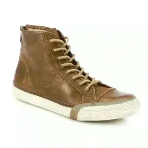 NWOT Frye Women’s Greene High Top Leather Sneakers Cognac Brown Zipper Size 7.5