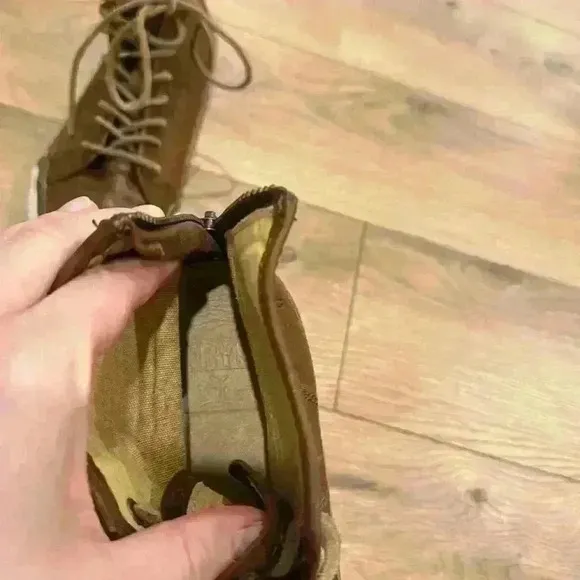 NWOT Frye Women’s Greene High Top Leather Sneakers Cognac Brown Zipper Size 7.5