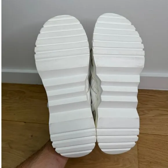 NWOT Maje Blanc White Zig-Zag Chunky Lug Leather Trainers Women's Sneakers