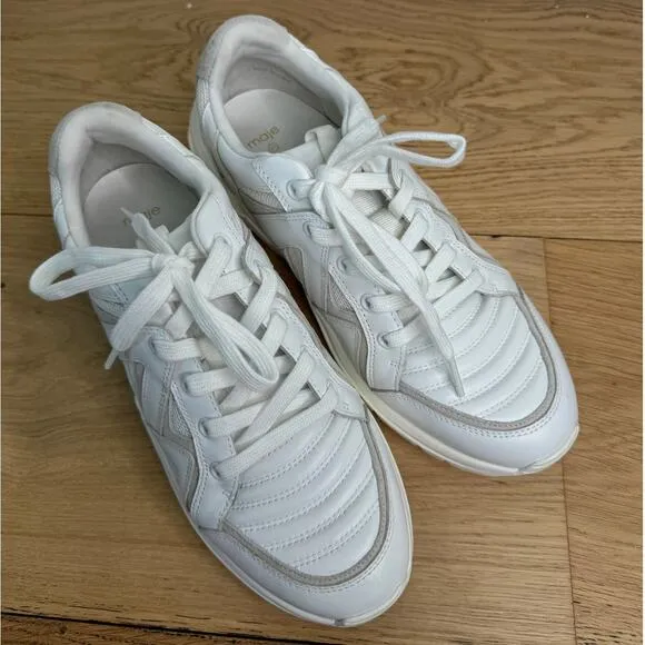 NWOT Maje Blanc White Zig-Zag Chunky Lug Leather Trainers Women's Sneakers