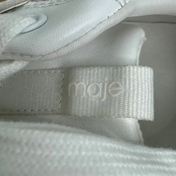 NWOT Maje Blanc White Zig-Zag Chunky Lug Leather Trainers Women's Sneakers