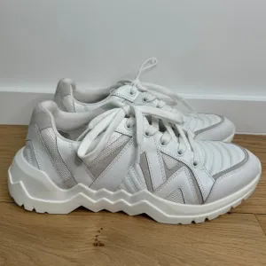 NWOT Maje Blanc White Zig-Zag Chunky Lug Leather Trainers Women's Sneakers