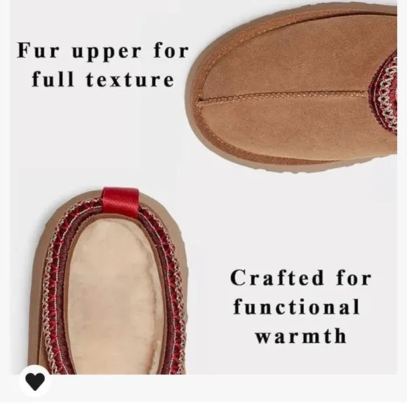 NWOT Suede Platform Slippers Clogs Fur Fleece Lined Anti-Slip Shoe size 9