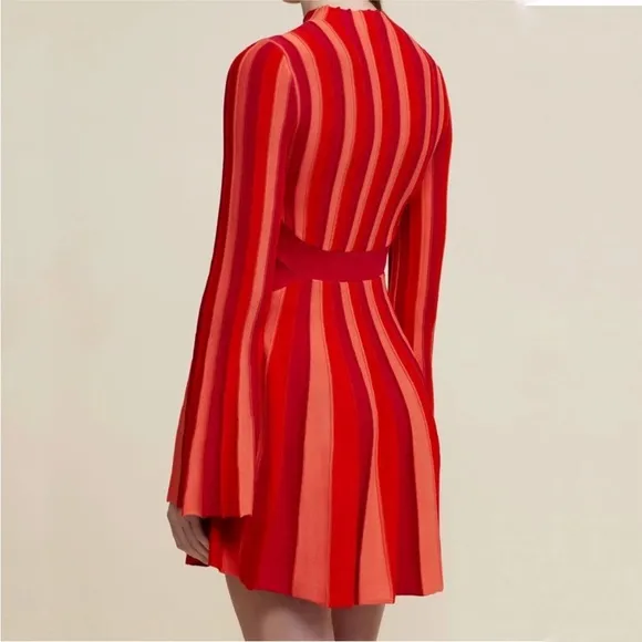 NWT Acler Patel Striped Knit Mini Dress in Carmine Mix Size 10