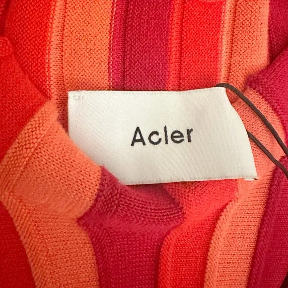 NWT Acler Patel Striped Knit Mini Dress in Carmine Mix Size 10
