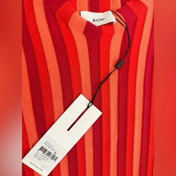 NWT Acler Patel Striped Knit Mini Dress in Carmine Mix Size 10