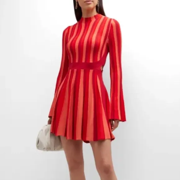 NWT Acler Patel Striped Knit Mini Dress in Carmine Mix Size 10