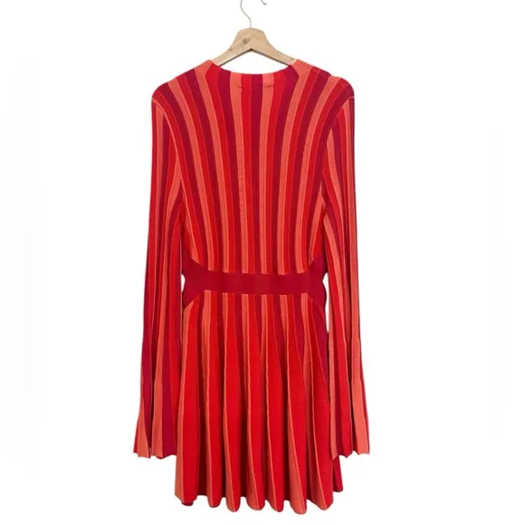 NWT Acler Patel Striped Knit Mini Dress in Carmine Mix Size 10