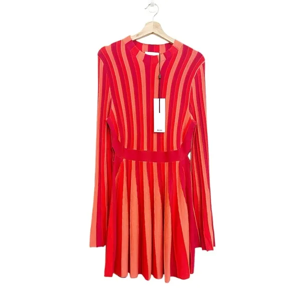 NWT Acler Patel Striped Knit Mini Dress in Carmine Mix Size 10