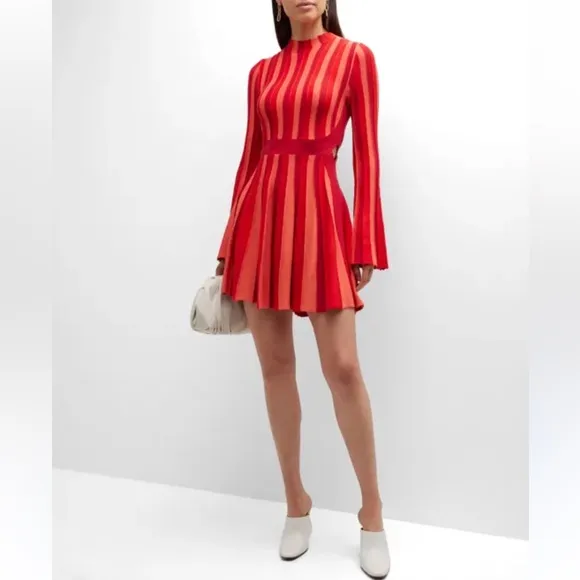 NWT Acler Patel Striped Knit Mini Dress in Carmine Mix Size 10
