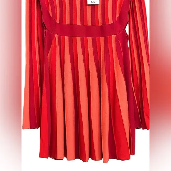 NWT Acler Patel Striped Knit Mini Dress in Carmine Mix Size 10